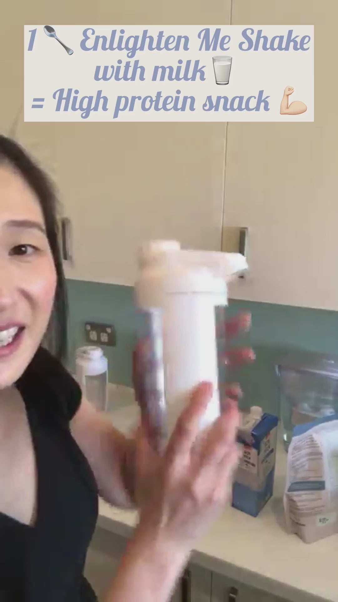 A video showing how the Enlighten Me shake can be prepared as a high protein snack.