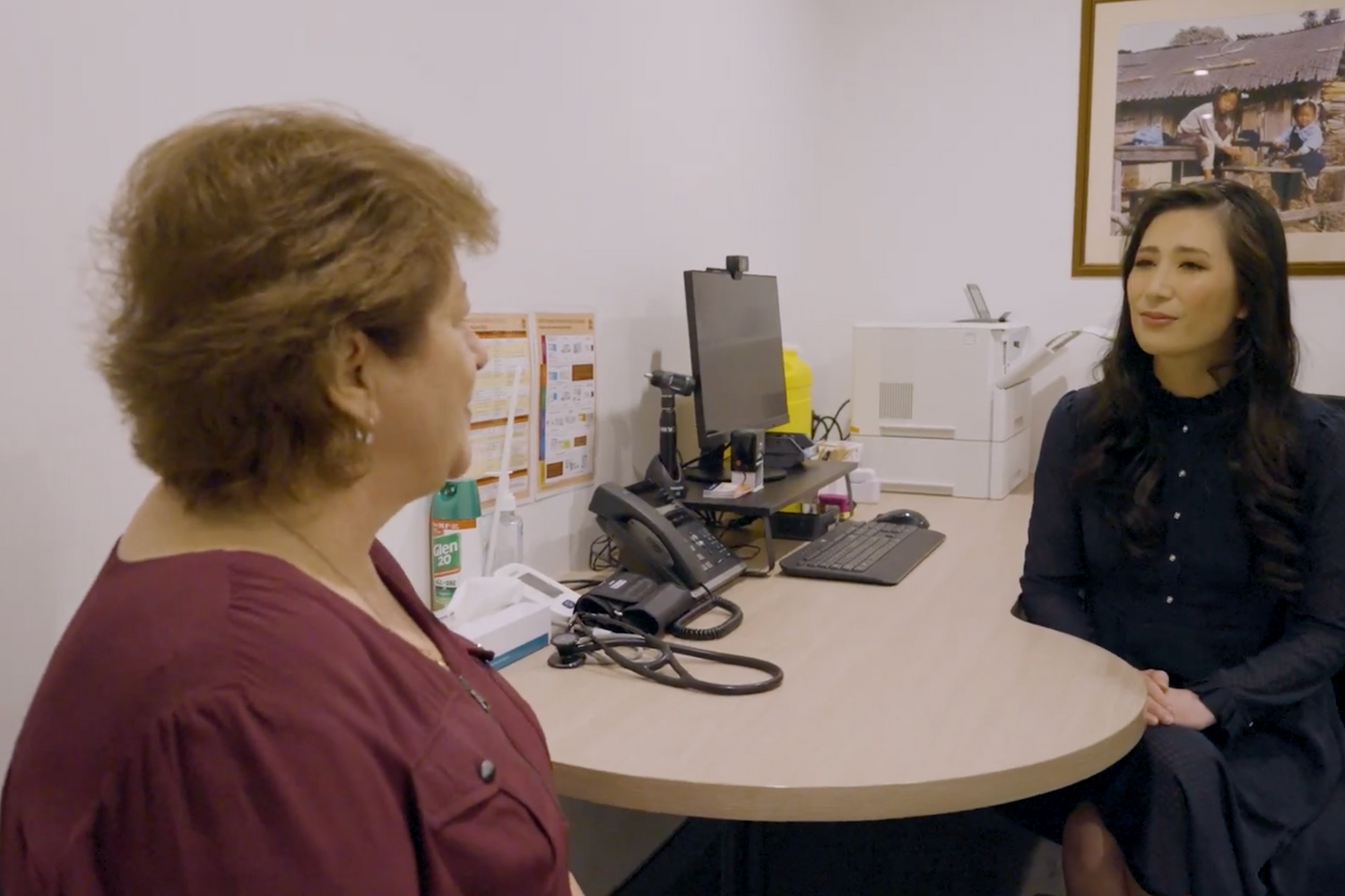 Dr Angela Kwong having a consultation with a patient
