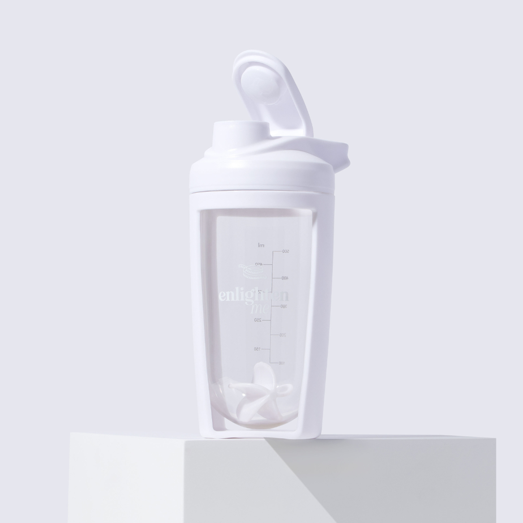 White shaker with pop top on a light gray background