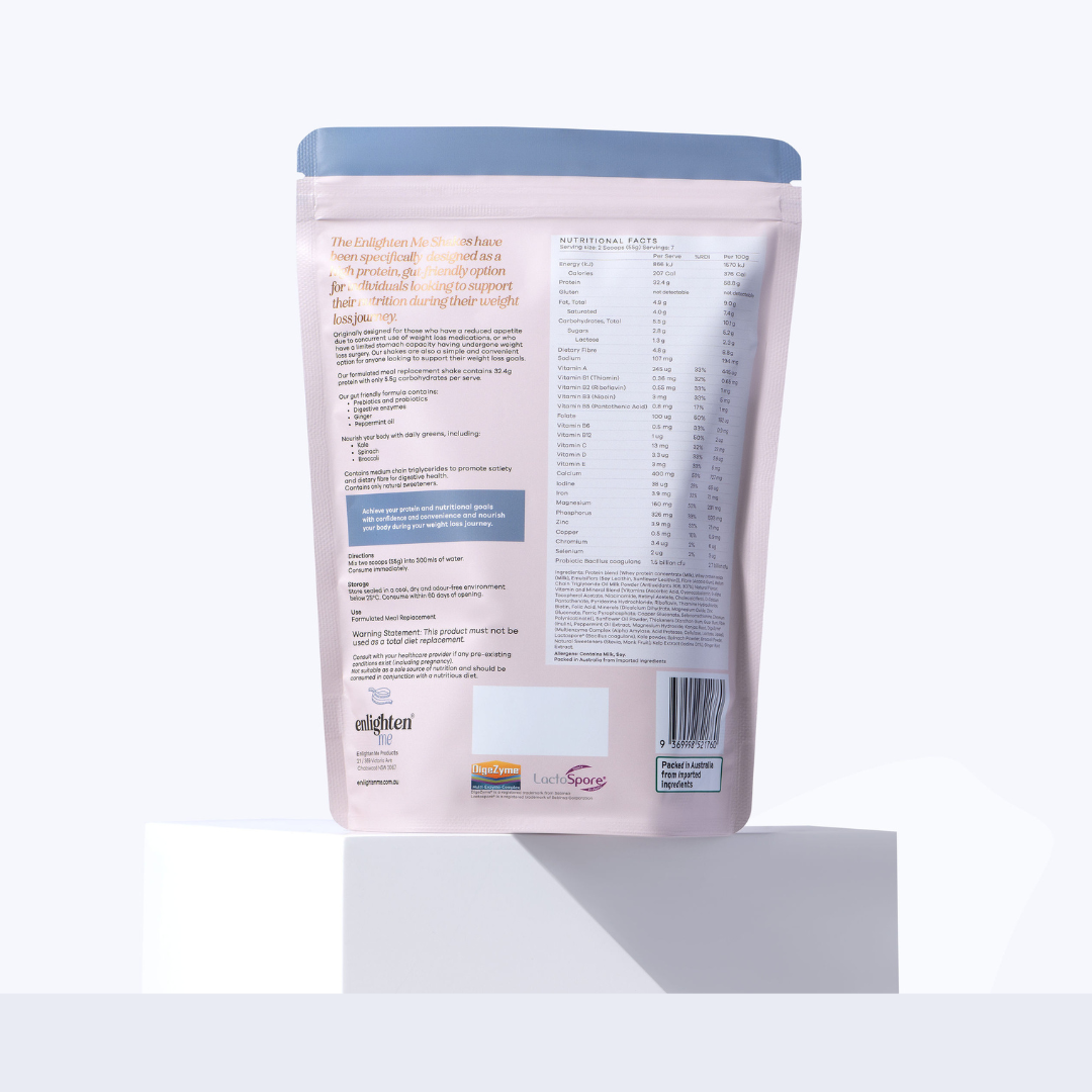 A back view of the Enlighten Me Shakes in Chocolate flavour.