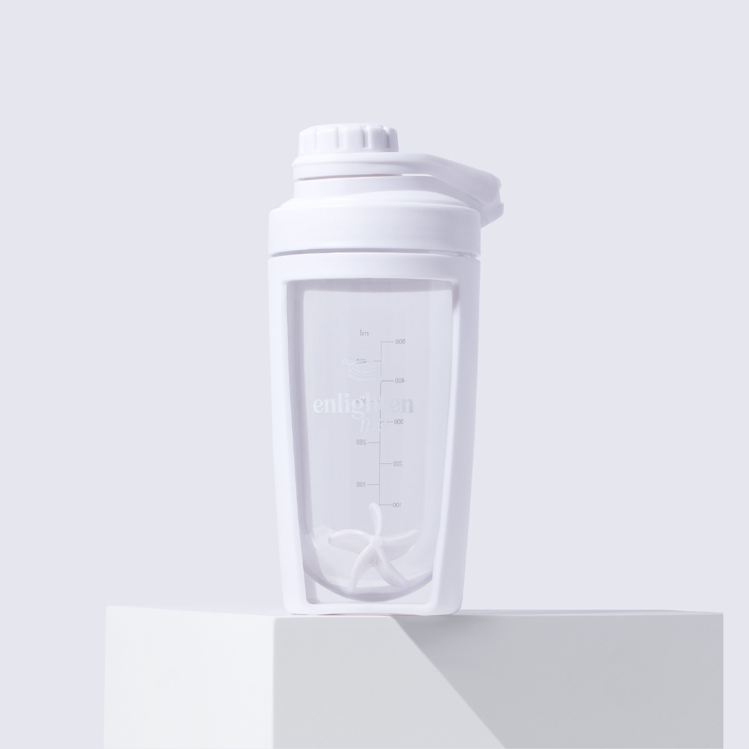 The Enlighten Me Shaker when viewed from the front, featuring a screw top. 