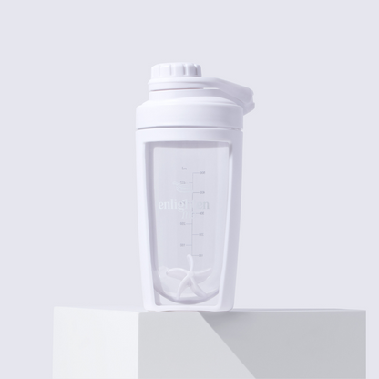 The Enlighten Me Shaker when viewed from the front, featuring a screw top. 