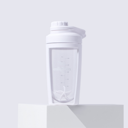The Enlighten Me Shaker when viewed from the front, featuring a screw top. 