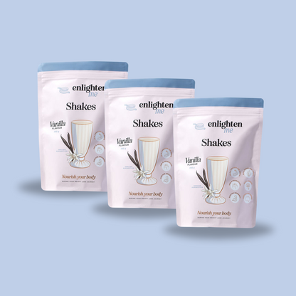 Enlighten Me Vanilla Bundle High Protein Meal Replacement Shakes for Weight Loss. Consists of 3 bags of vanilla shakes. 